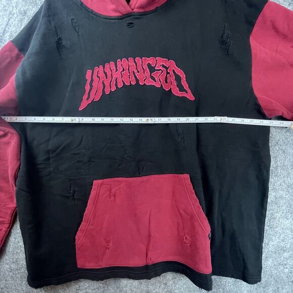 Beautiful Bastard Unhinged Hoodie 3XL Red Black Distressed Thrashed Punk - Picture 7 of 7